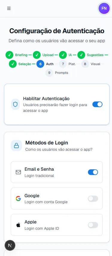 Configuracao Mobile